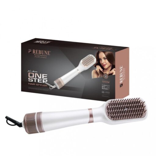 Hair Dryer Rebune Brush 2 in 1 with ions 1300 Watts color (white/gold)
