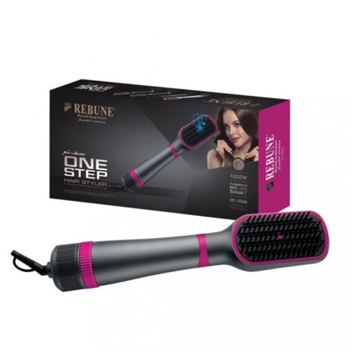 Rebune Hair Dryer Brush 2-in-1 with ions 1300 Watts, color (black / pink)