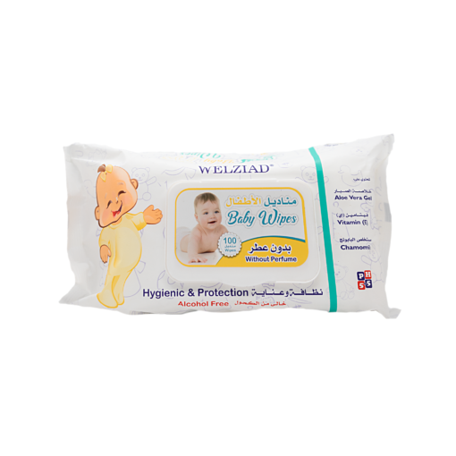 Baby wipes with aloe vera extract and vitamin E without perfume 100 wipes