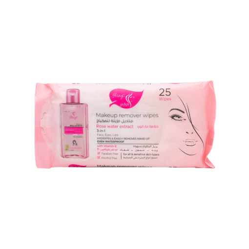 Makeup remover wipes with rose water extract from Al-Arayes 25 wipes