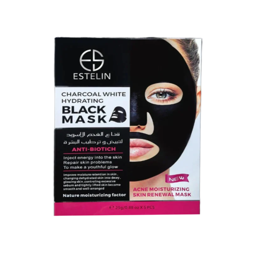 Estelin Charcoal White Hydratng Black Mask, 5 x 25g